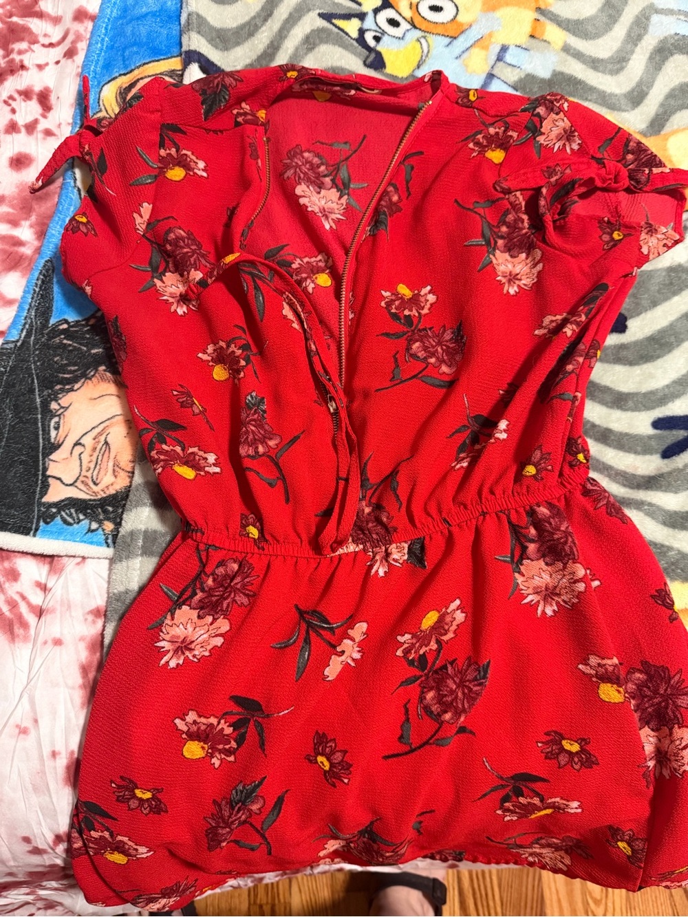 Wishful Park Red Floral V-Neck Tunic